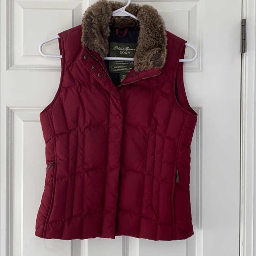 Eddie Bauer Down Vest with Faux Fur Collar -XS